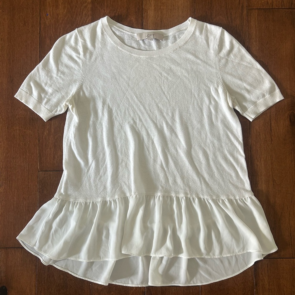 LOFT Cream Knit Top
